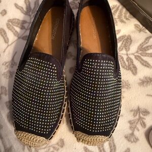 Covington Women's Black and Silver  Studded  Slip On Espadrilles Size 7